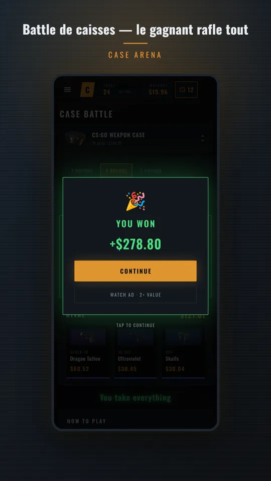 Battle de caisses — le gagnant rafle tout